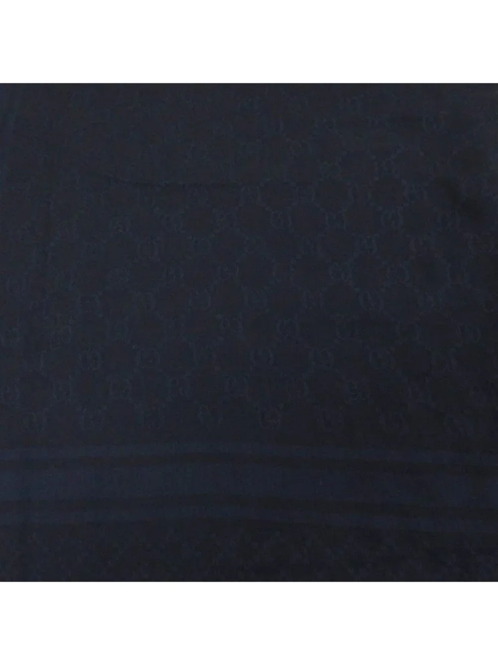 Gucci GG Pattern Scarf Shawl Fringe All Over Cotton Blue Black
